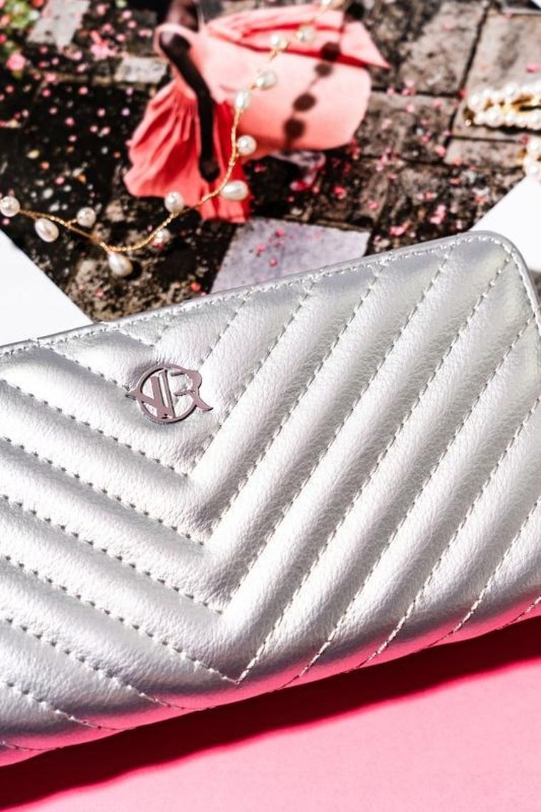 Portfel-piórnik, srebrny, skóra ekologiczna, Rovicky