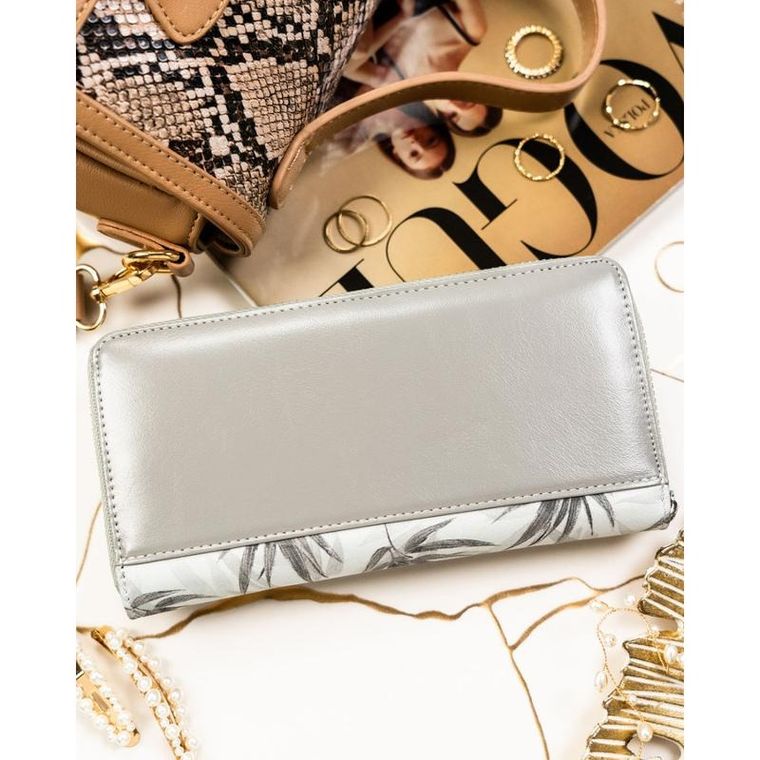 Portfel-piórnik, szary, skóra naturalna i ekologiczna, Peterson