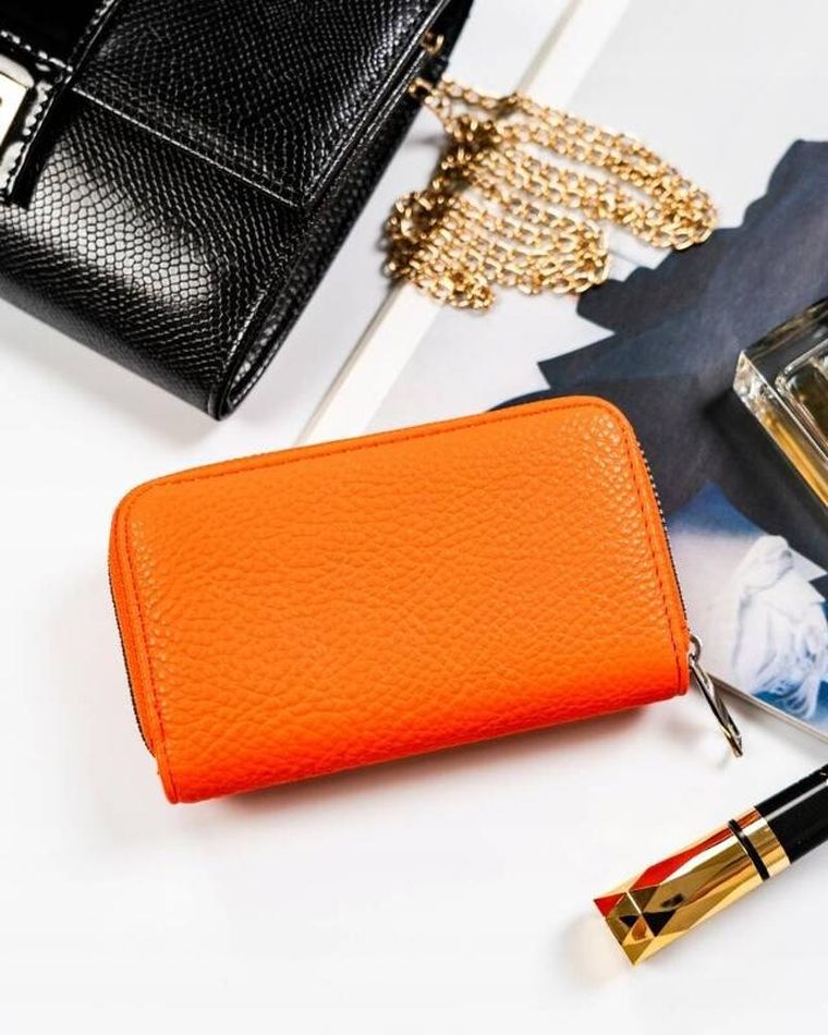 Portfel, pomarańczowy, skóra ekologiczna, Cavaldi
