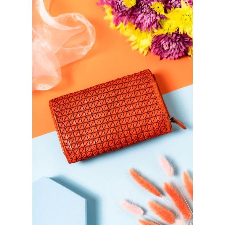 Portfel, pomarańczowy, skórzany, Rovicky