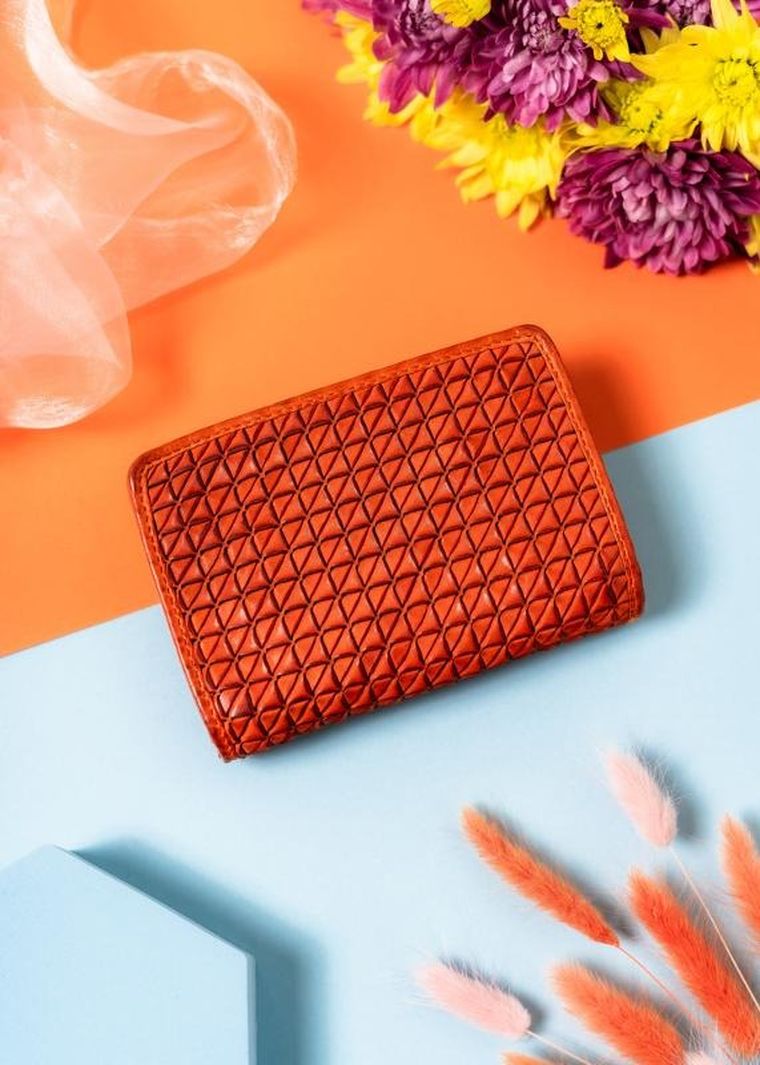 Portfel, pomarańczowy, skórzany, Rovicky
