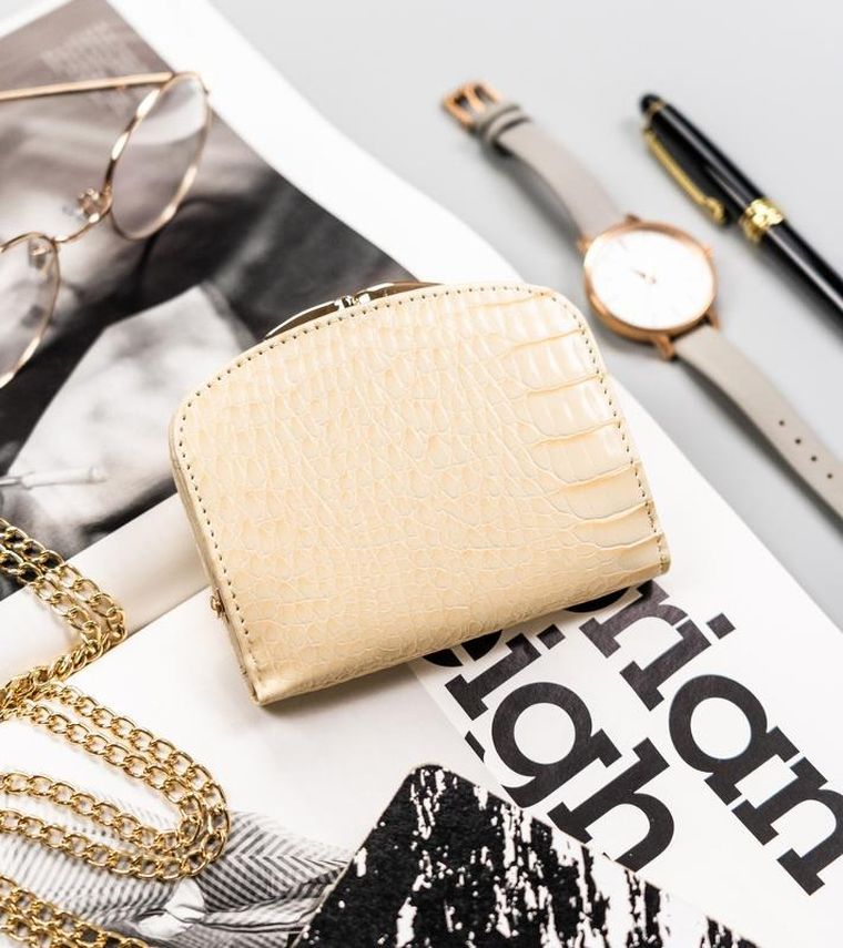 Portfel-portmonetka, beżowy, skóra ekologiczna, Milano Design