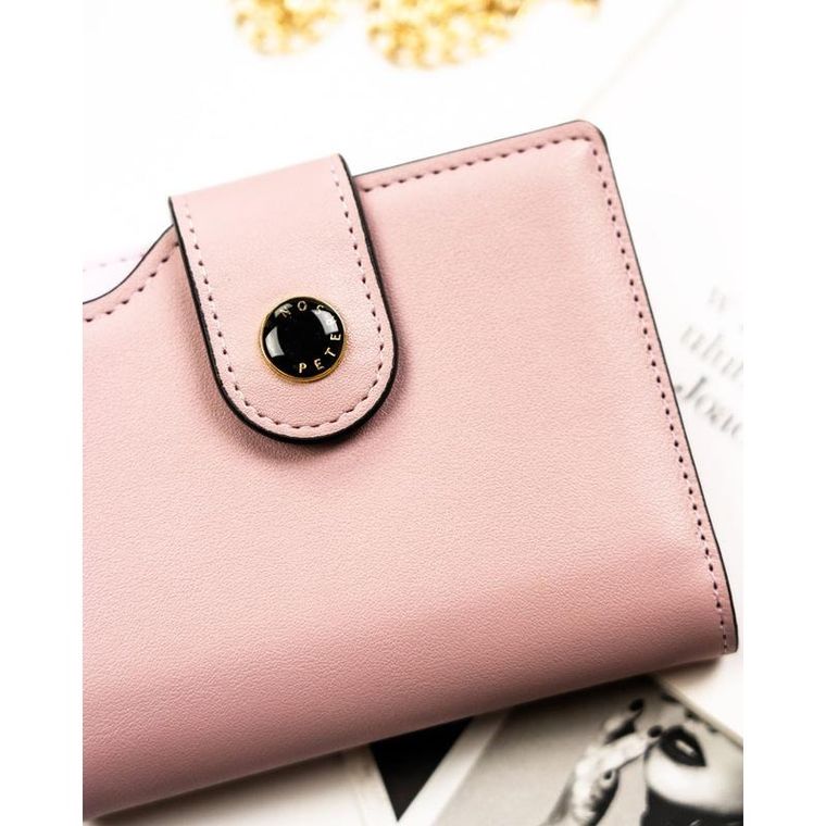 Portfel, różowy, skóra ekologiczna, RFID, Peterson