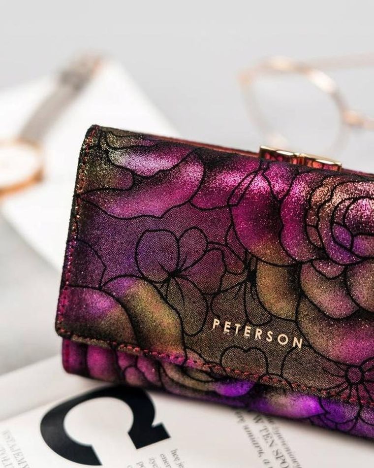Portfel, różowy, skórzany, Peterson