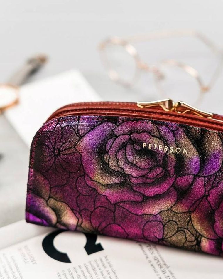 Portfel, różowy, skórzany, Peterson