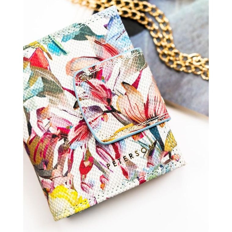 Portfel, skórzany, kwiatowy wzór, Peterson