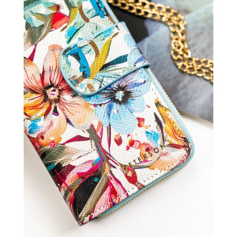 Portfel, skórzany, kwiatowy wzór, Peterson