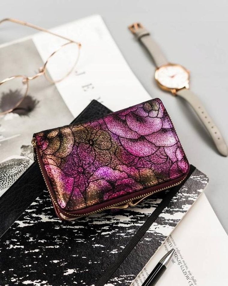 Portfel, skórzany, różowy, Peterson