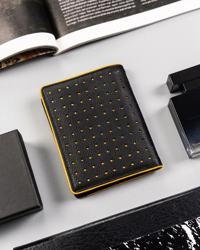 Portfel sportowy, czarny, skórzany, Peterson