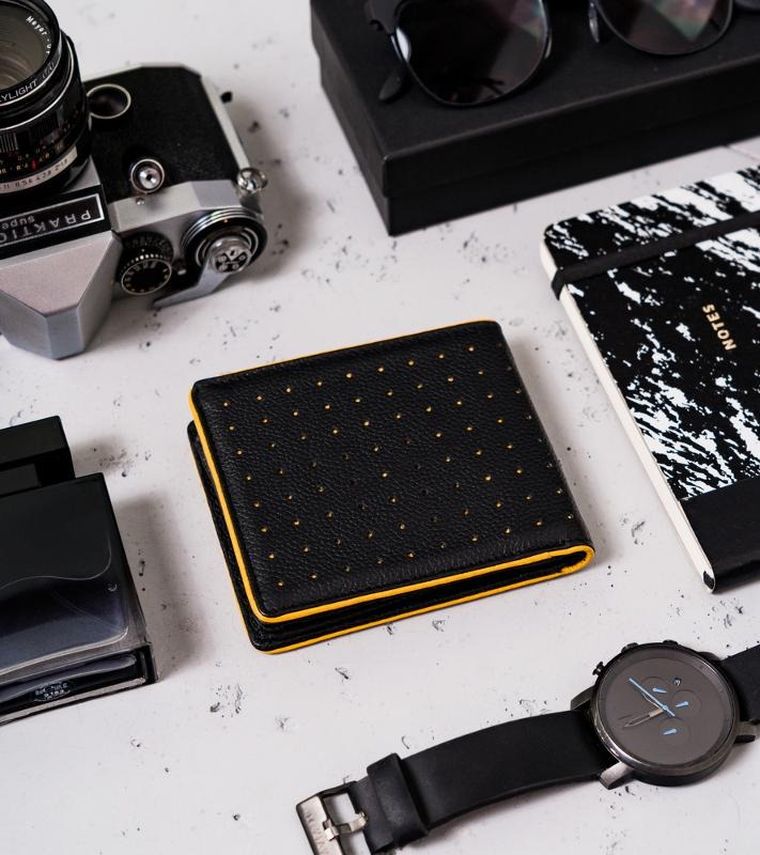 Portfel sportowy, czarny, skórzany, RFID, Peterson