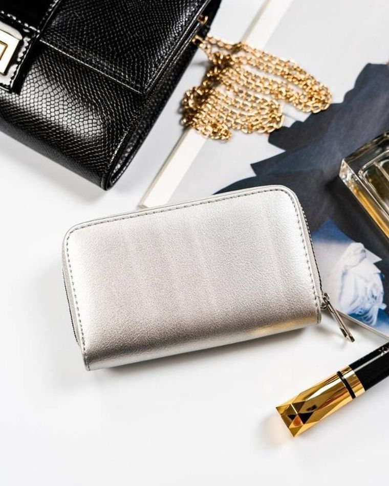 Portfel, srebrny, skóra ekologiczna, Cavaldi