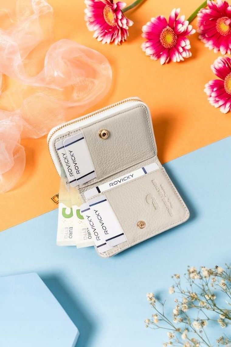 Portfel, srebrny, skórzany, Lorenti