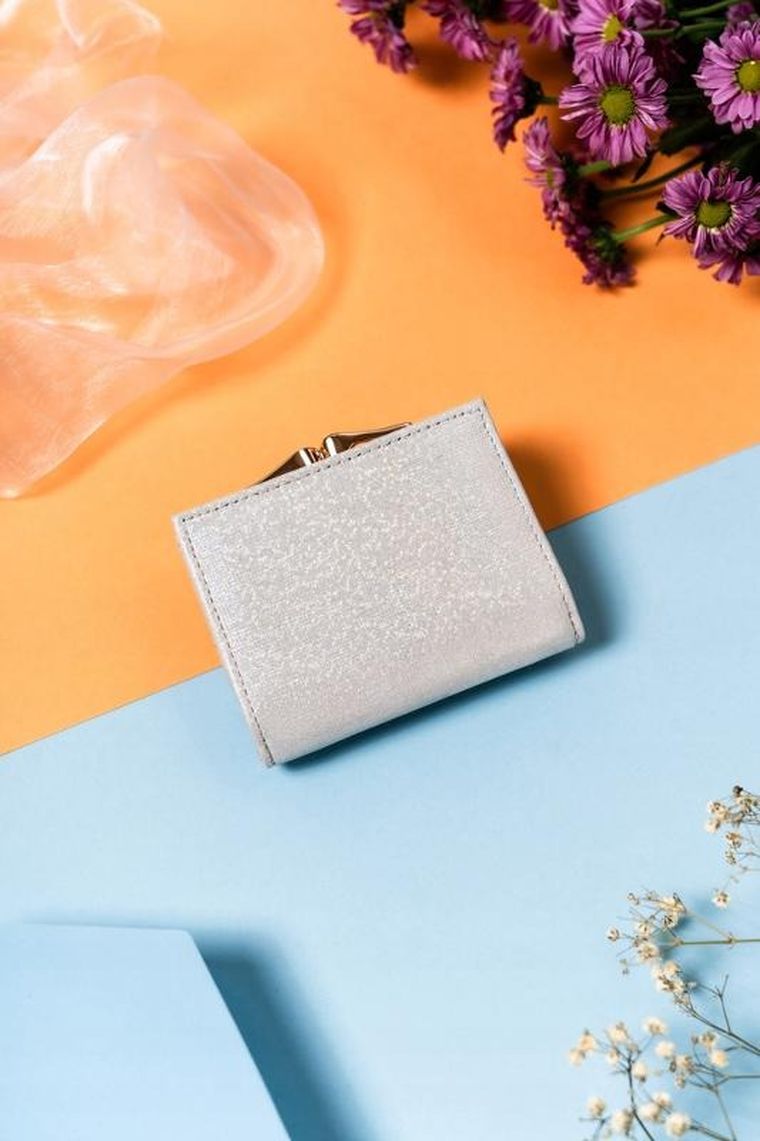 Portfel, srebrny, skórzany, RFID, Lorenti