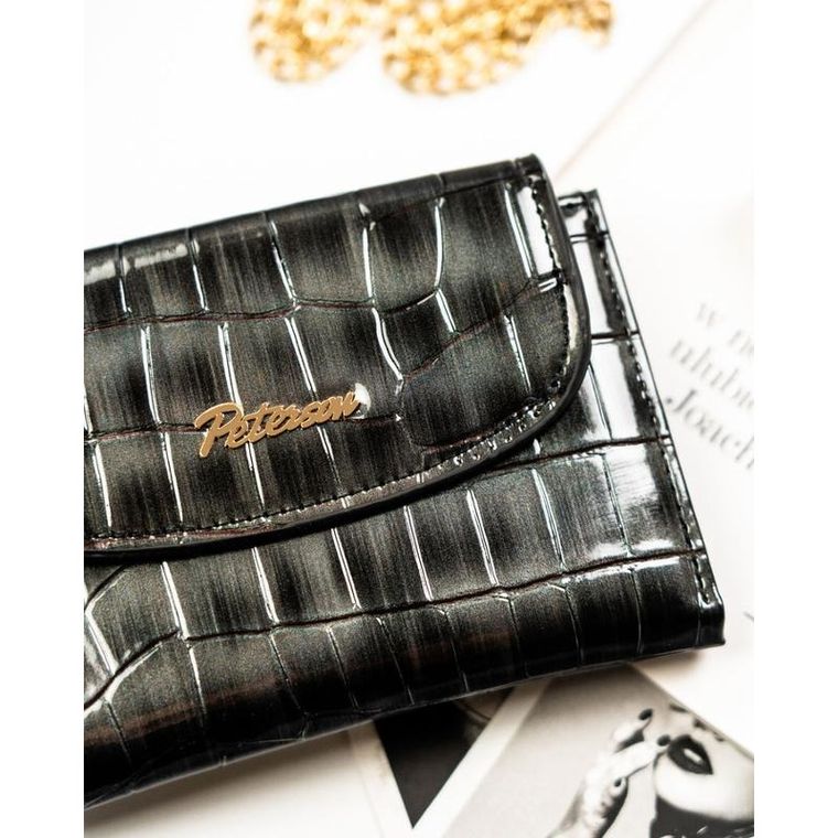 Portfel, szary, skóra ekologiczna, Peterson
