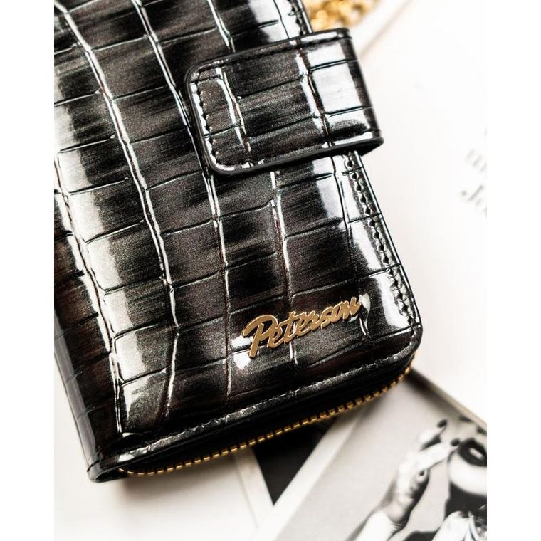 Portfel, szary, skóra ekologiczna, Peterson