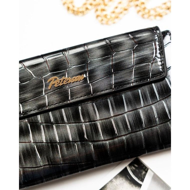 Portfel, szary, skóra ekologiczna, Peterson