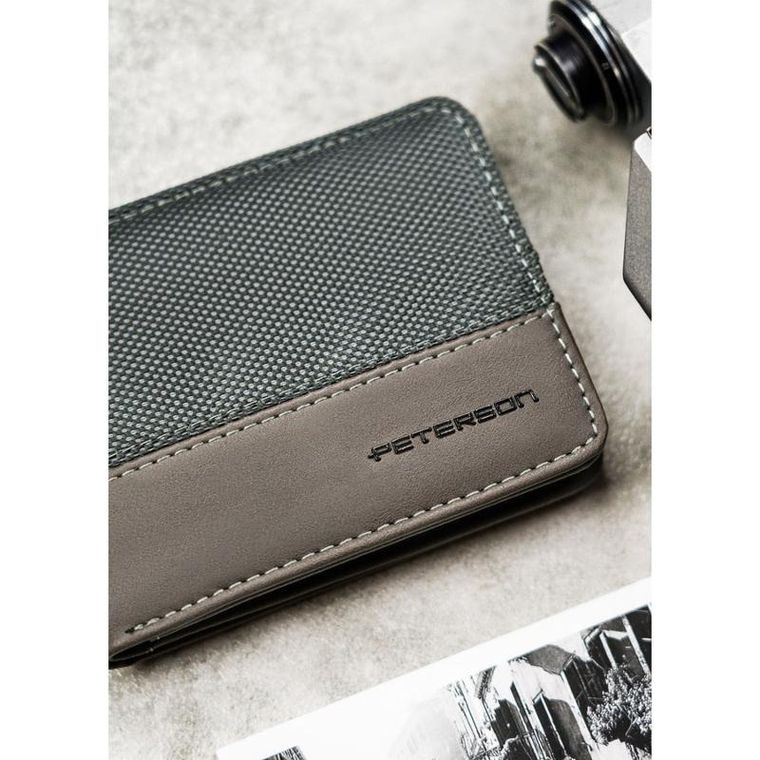 Portfel, szary, skóra ekologiczna, RFID, Peterson