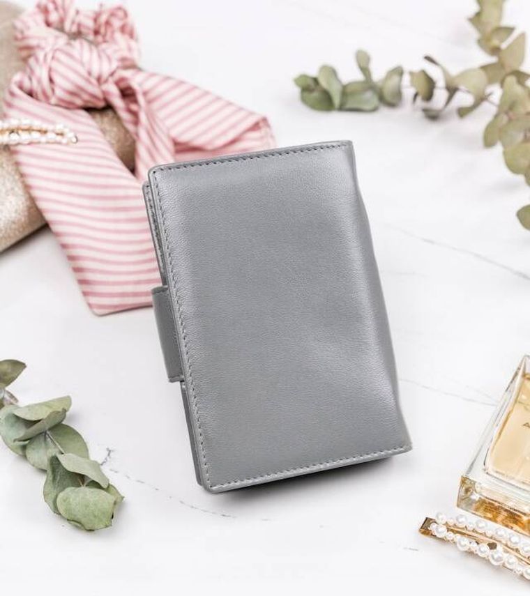 Portfel, szary, skórzany, 4U Cavaldi