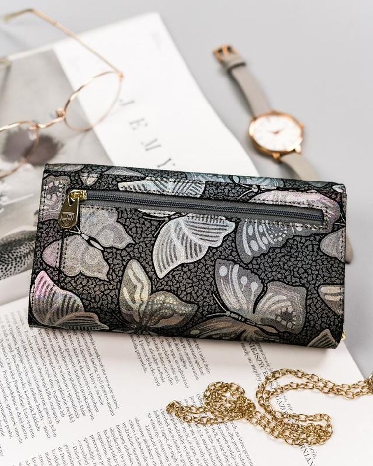 Portfel, szary, skórzany, Peterson