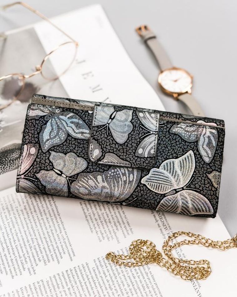 Portfel, szary, skórzany, Peterson