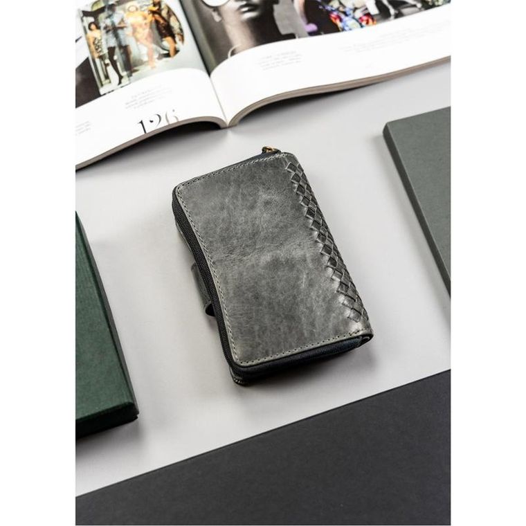 Portfel, szary, skórzany, Peterson