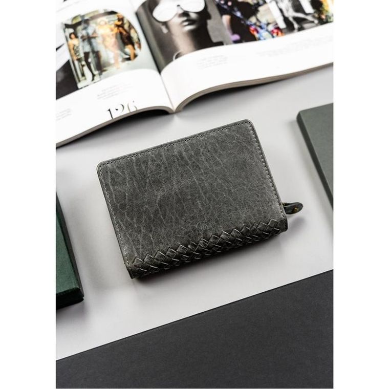 Portfel, szary, skórzany, Peterson