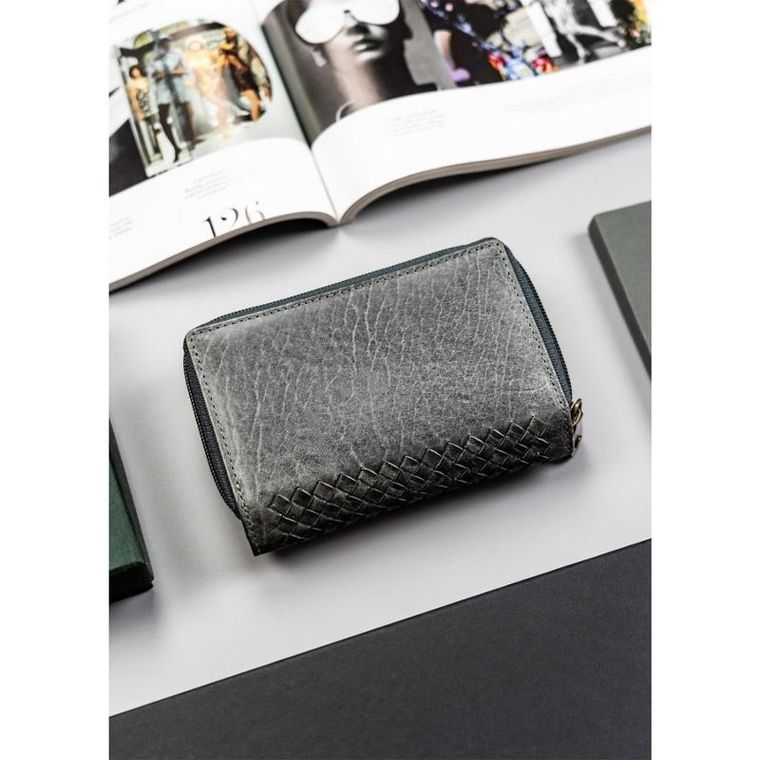 Portfel, szary, skórzany, Peterson