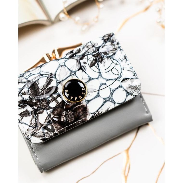 Portfel, szary, skórzany, Peterson