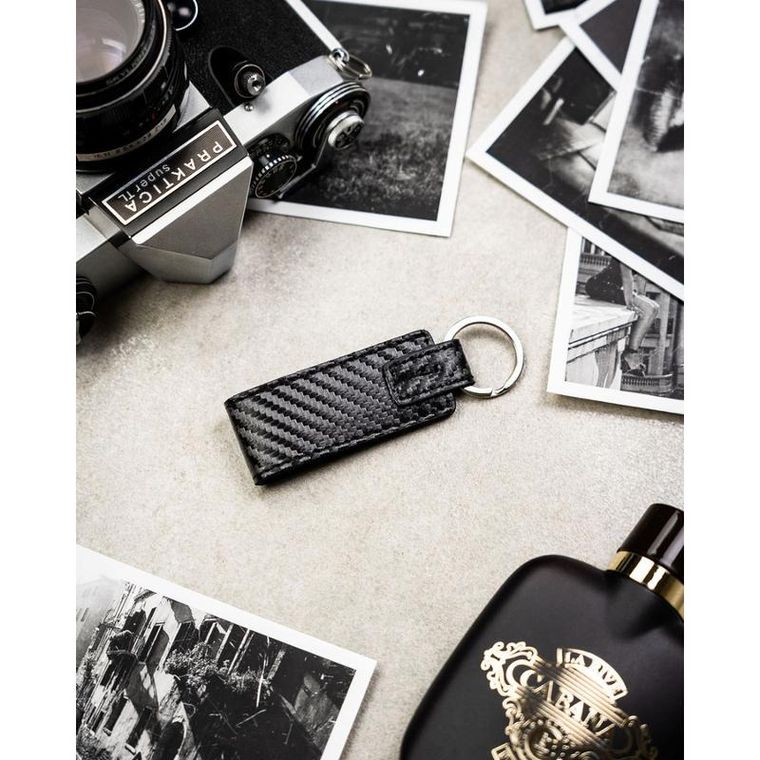 Portfel z brelokiem, czarny, skórzany, Peterson