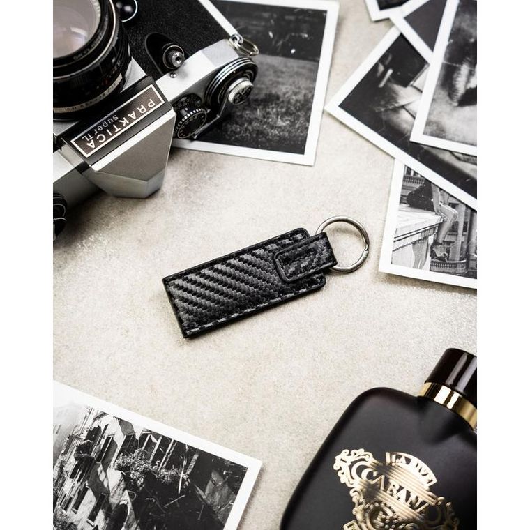 Portfel z brelokiem, czarny, skórzany, Peterson