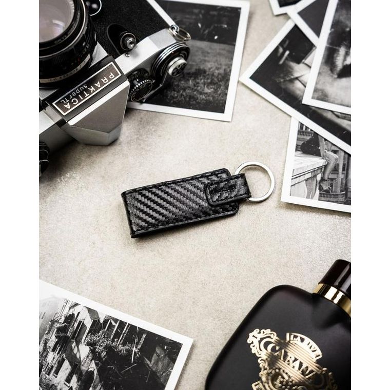 Portfel z brelokiem, czarny, skórzany, Peterson