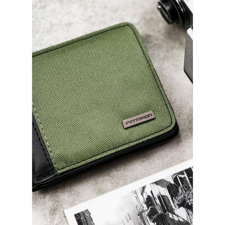 Portfel, zielono-czarny, skóra ekologiczna, RFID, Always Wild