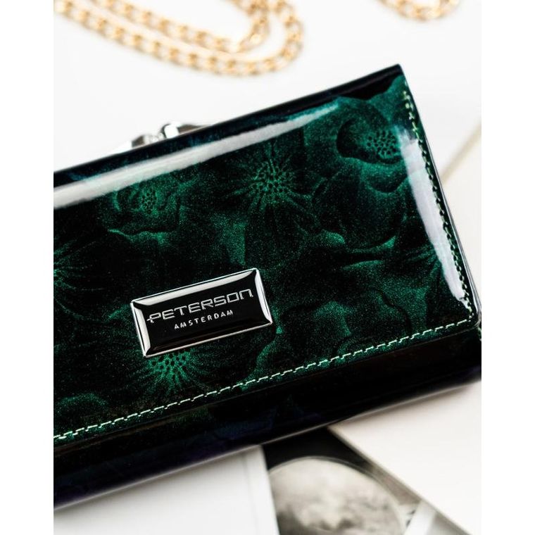 Portfel, zielony, skóra ekologiczna, Peterson