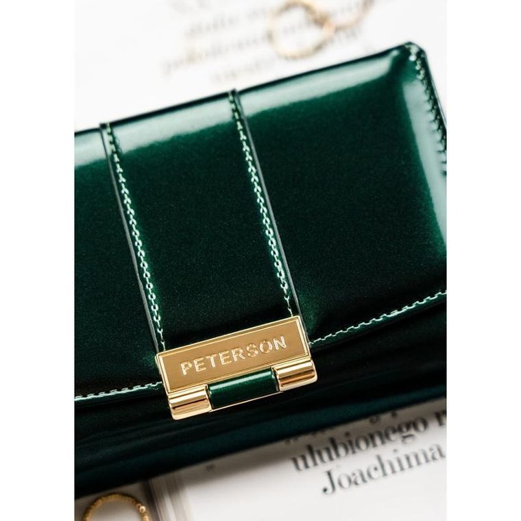 Portfel, zielony, skóra ekologiczna, Peterson