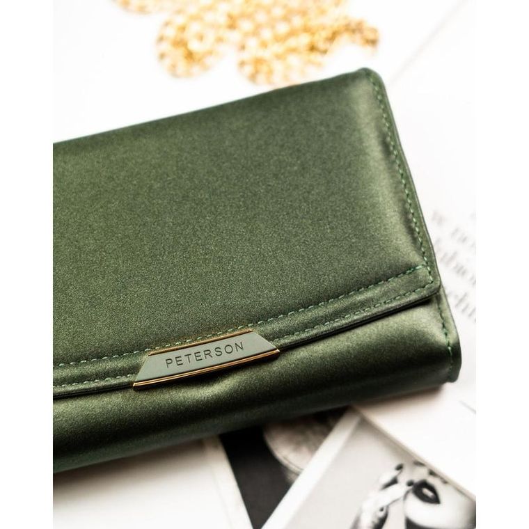 Portfel, zielony, skóra ekologiczna, RFID, Peterson