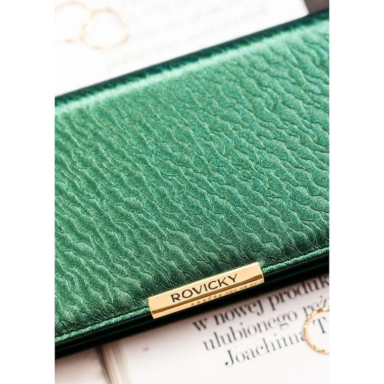 Portfel, zielony, skóra ekologiczna, RFID, Rovicky