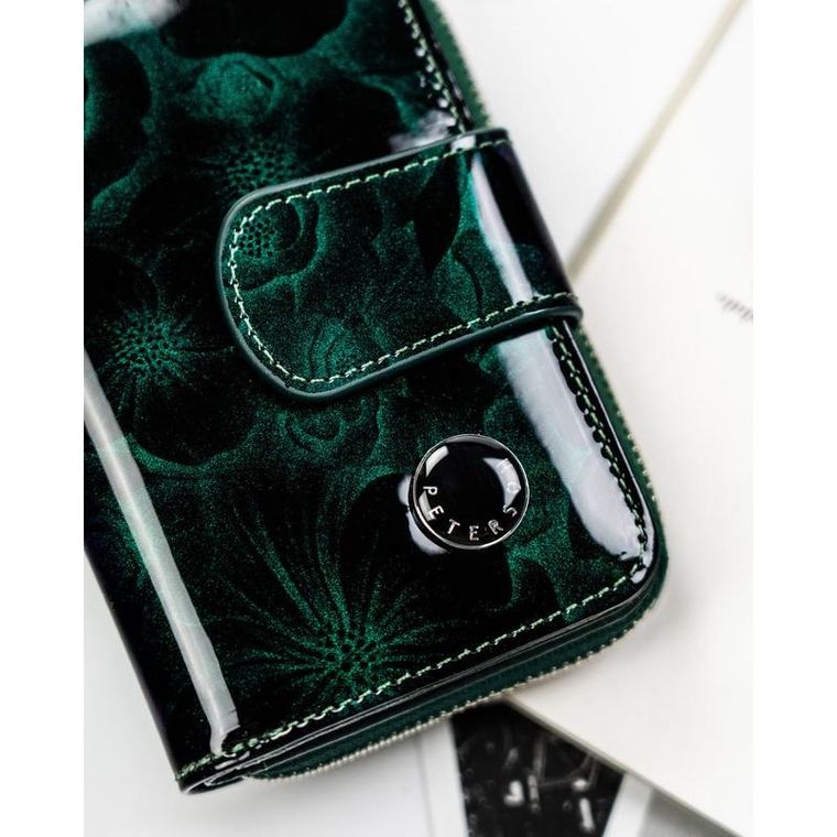 Portfel, zielony, skóra naturalna i ekologiczna, Peterson