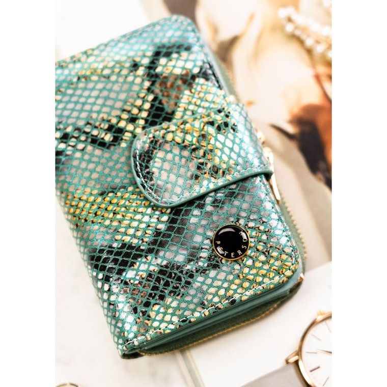 Portfel, zielony, skórzany, Petereson