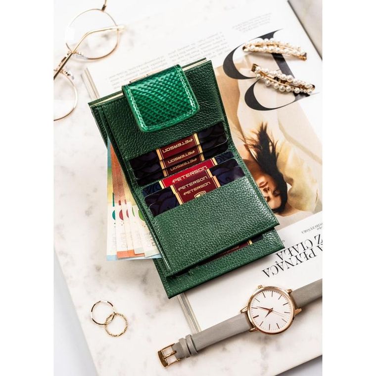 Portfel, zielony, skórzany, Petereson