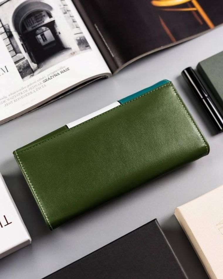 Portfel, zielony, skórzany, Peterson