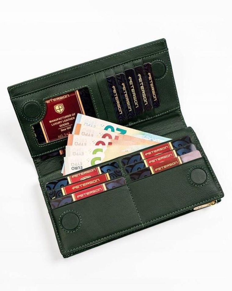 Portfel, zielony, skórzany, Peterson