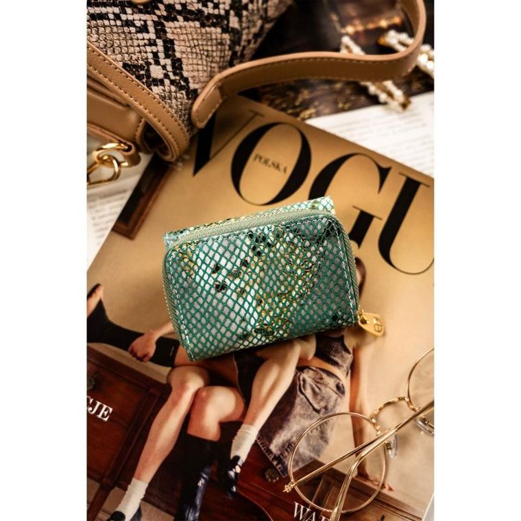 Portfel, zielony, skórzany, RFID, Peterson