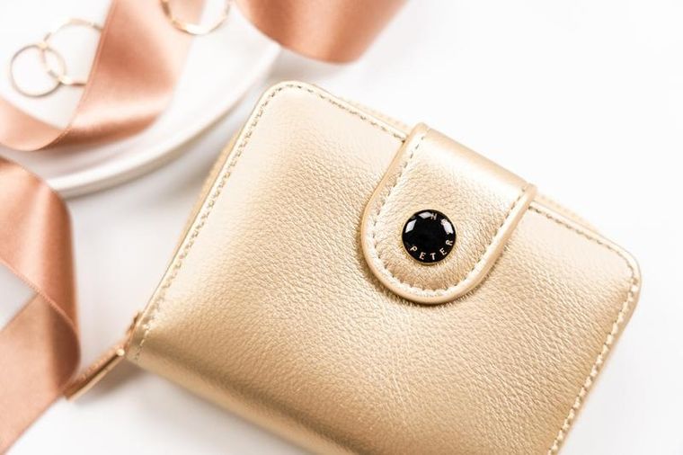 Portfel, złoty, skóra ekologiczna, Peterson