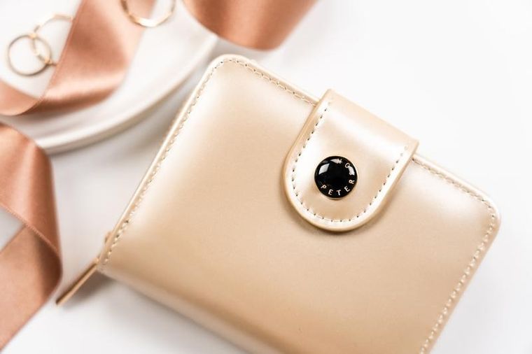 Portfel, złoty, skóra ekologiczna, Peterson