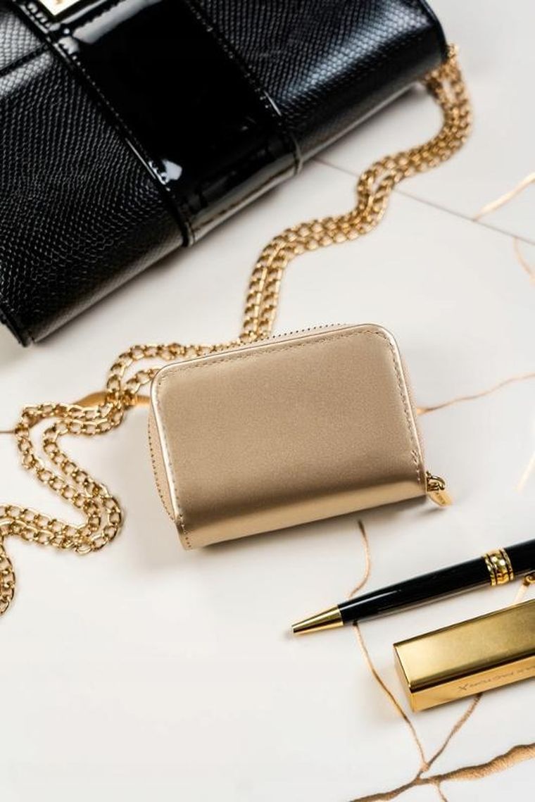 Portfel, złoty, skóra ekologiczna, Peterson