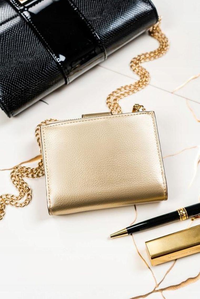 Portfel, złoty, skóra ekologiczna, Peterson