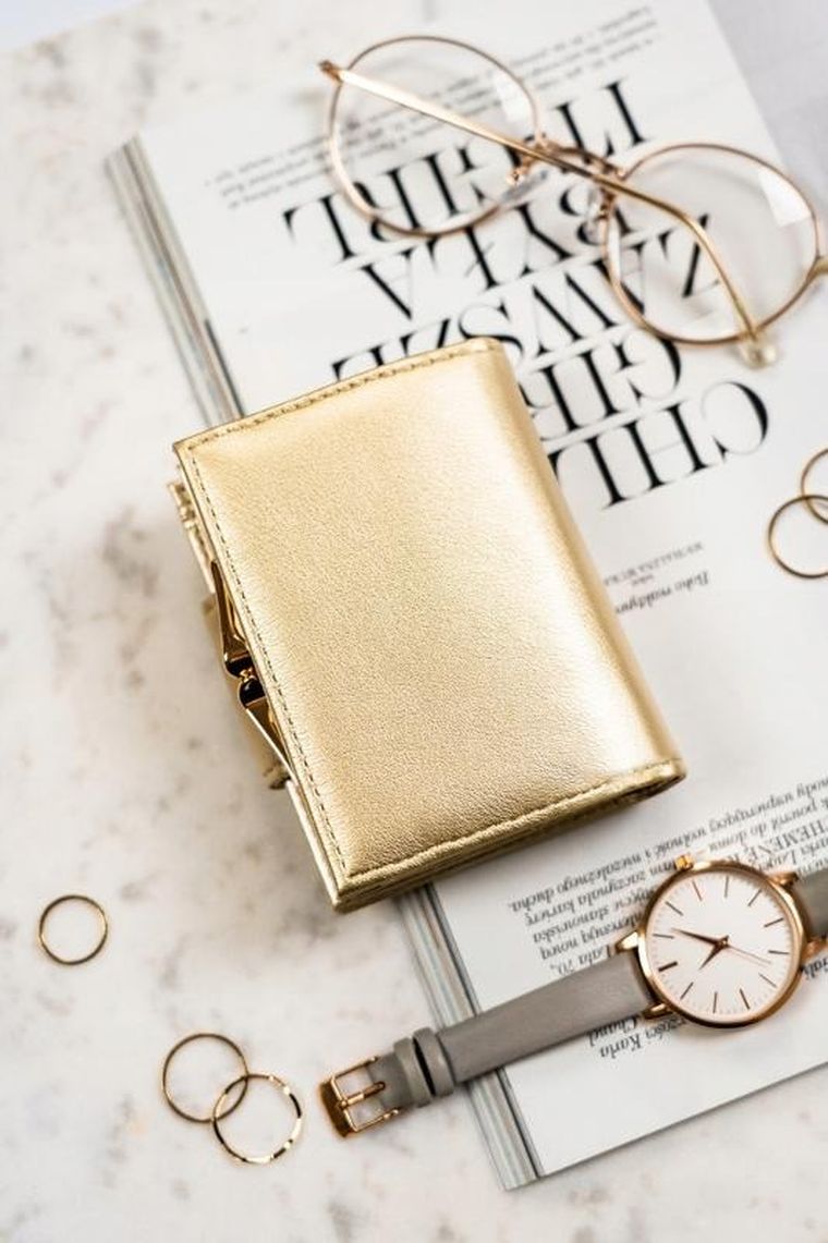 Portfel, złoty, skóra ekologiczna, Peterson