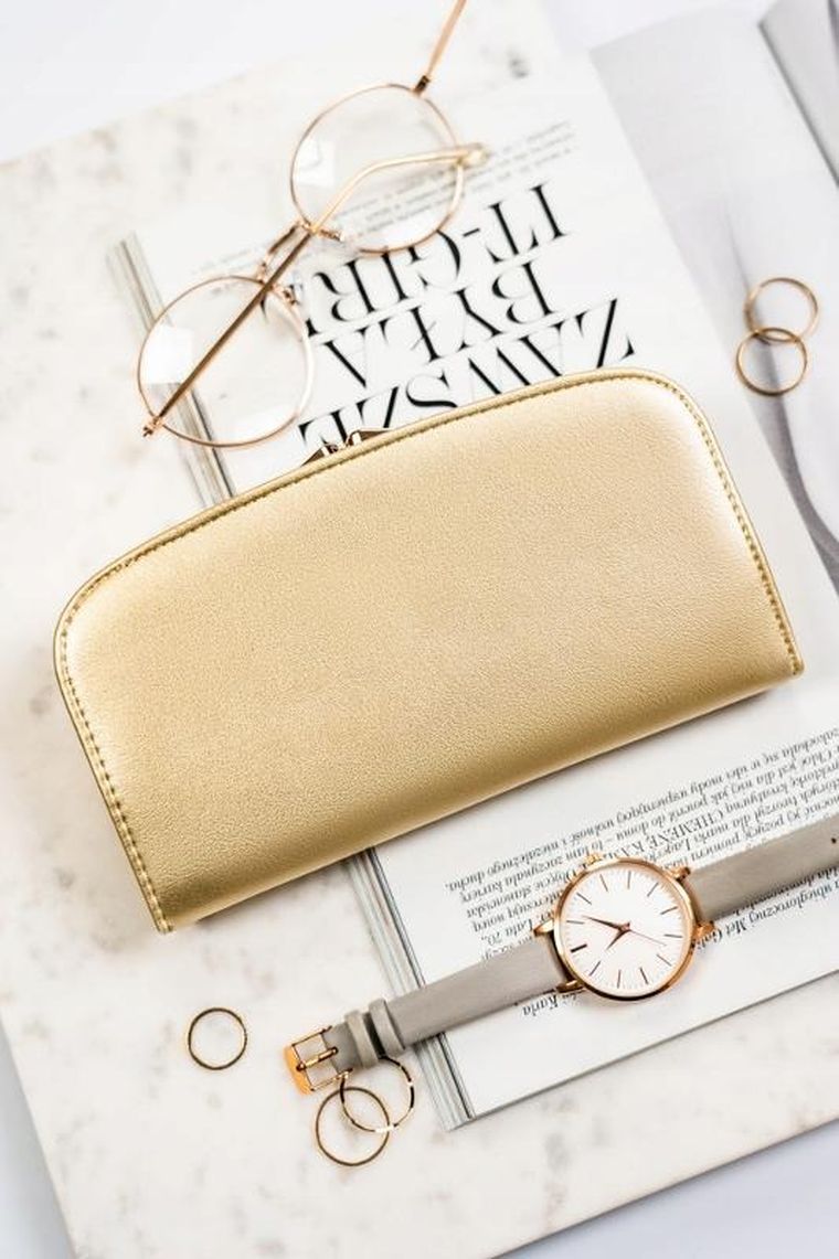 Portfel, złoty, skóra ekologiczna, Peterson