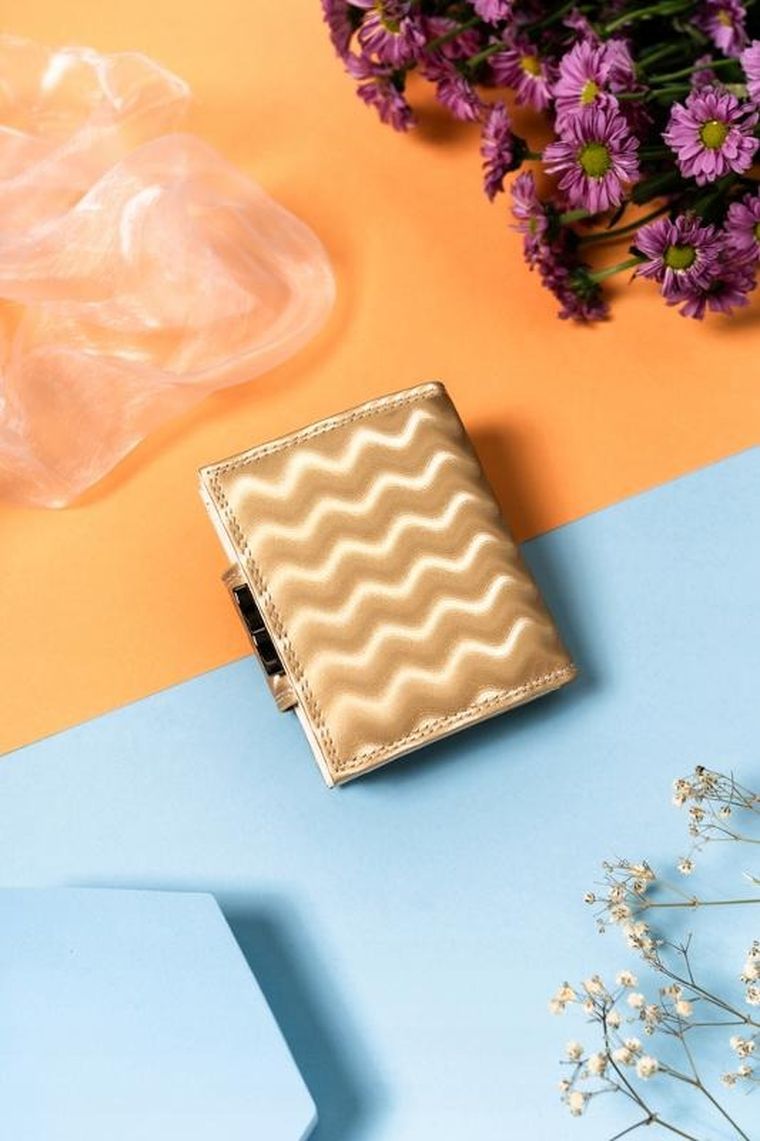 Portfel, złoty, skórzany, Lorenti