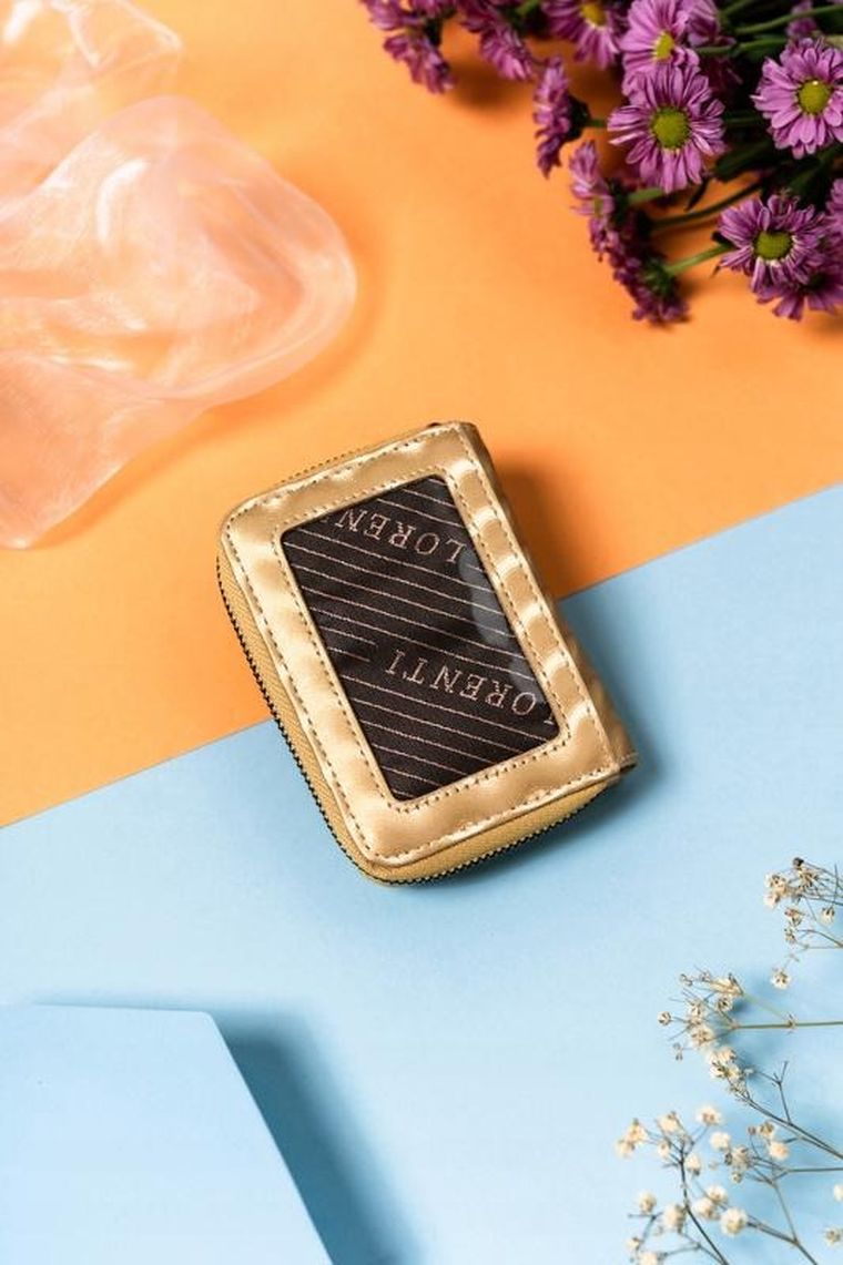 Portfel, złoty, skórzany, Lorenti